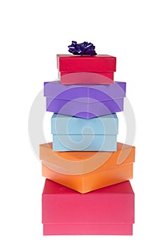 Colorful present boxes stacked