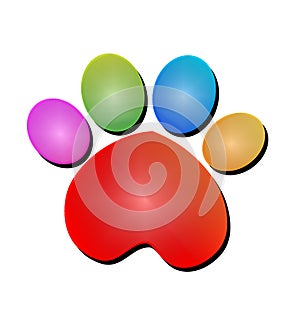 Colorful print paw animal icon logo