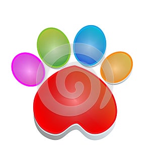 Colorful print paw animal icon logo