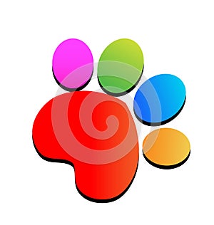 Colorful print paw animal icon logo