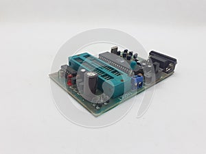 Colorful Printed Electronic Circuit Board with Complete Components for Technical Industrial Engineering Design Home Appliances in