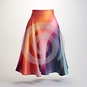 Colorful Printed Skirt: Fluid Form, Shiny, Contoured Shading