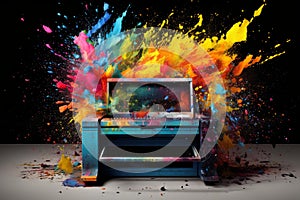 Colorful Printer color splashes element. Generate Ai