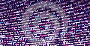 Colorful programming php and html code on a monitor. PHP language code closeup. Backend programming, software development concept