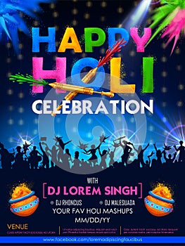 Colorful promotional background for Festival of Colors celebration with message in Hindi Holi Hain meaning Its Holi