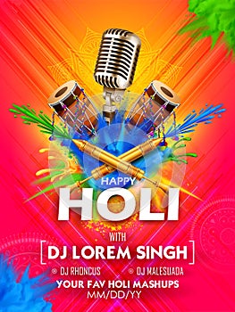 Colorful promotional background for Festival of Colors celebration with message in Hindi Holi Hain meaning Its Holi