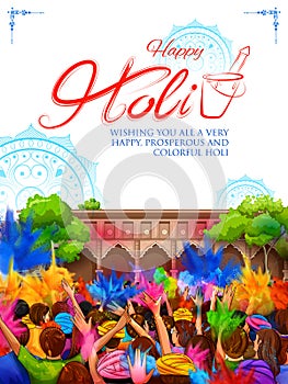 Colorful promotional background for Festival of Colors celebration with message in Hindi Holi Hain meaning Its Holi