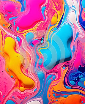 Colorful psychedelic liquefaction background. Abstract pattern of acrylic paint