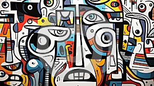 Colorful Psychotic Cubism: Urban Emotions In Large Canvas Paintings