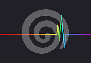 Colorful pulse. Heartbeat minimalist logo on a dark background