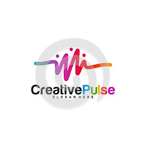 Colorful Pulse logo Concepts Vector. Pulse People Logo Design Template Vector. Sound waves vector illustration design template.