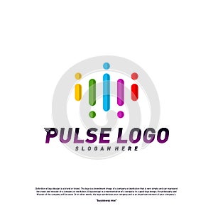 Colorful Pulse logo design concept vector. People Beat logo Template Vector