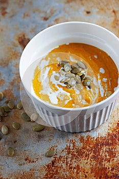 Colorful pumpkin soup