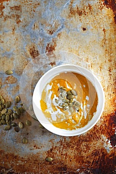 Colorful pumpkin soup