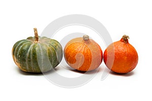 Colorful pumpkin and squash, Red Kuri, Kabocha,