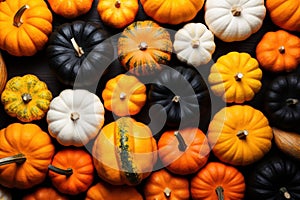 Colorful Pumpkins on Thanksgiving and Halloween Fall Autumn Season Holiday Background AI Generated