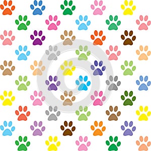 Colorful puppy paws pattern