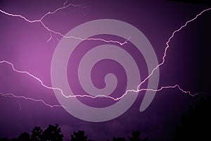 Colorful purple pink lightning
