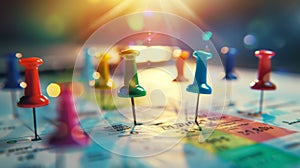 The Colorful Pushpins on Map.AI generated image