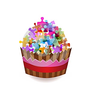 Colorful puzzle cup cake