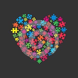 Colorful Puzzle Heart. Jigsaw Logotype. Love.