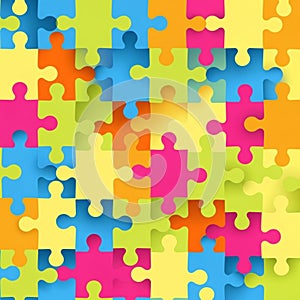 Colorful Puzzle Pattern, Problem Solving and Teamwork Background, vector design Generative AI