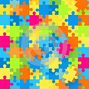 Colorful Puzzle Pattern, Problem Solving and Teamwork Background, vector design Generative AI