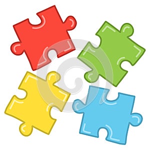 Colorful Puzzle Pieces Autism Art Vector Illustration
