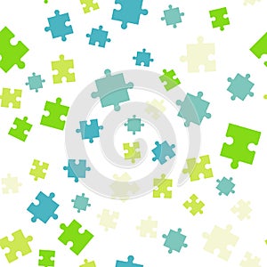 Colorful puzzle seamless background pattern. Vector illustration isolated on white background