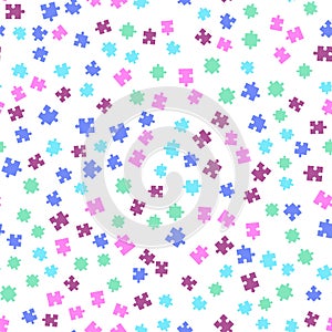 Colorful puzzle seamless background pattern. Vector illustration isolated on white background