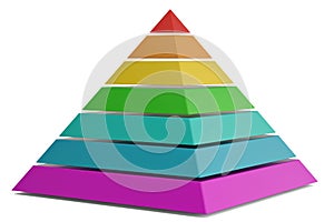 Colorful pyramid isolated on white background 3D illustration