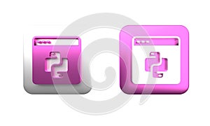 Colorful Python programming language icon isolated on white background. Python coding language sign on browser. Device