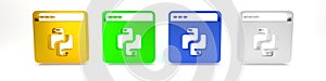 Colorful Python programming language icon isolated on white background. Python coding language sign on browser. Device