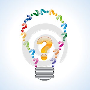 Colorful query mark light bulb