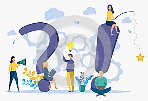 Colorful question and answer vector illustration, concept illustration of people frequently asked questions. Metaphor