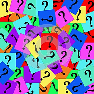 Colorful question marks.