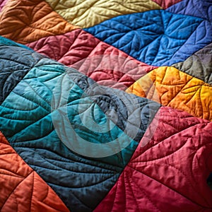 Colorful Quilted Bedspread With Playful Patchwork And Eco-friendly Craftsmanship