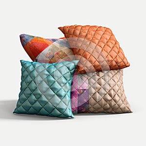 Colorful Quilted Pillows 3d Model Preview photo