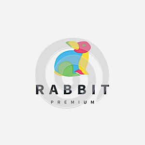 colorful rabbit vector logo design illustration 3