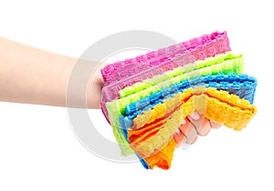 Colorful rag cloth in hand