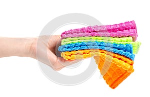 Colorful rag cloth in hand