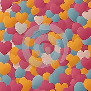 Colorful Rain of candy hearts on a white background