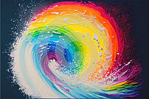 Colorful rainbow abstract spat splatter watercolor painting