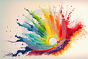 Colorful rainbow abstract spat splatter watercolor painting