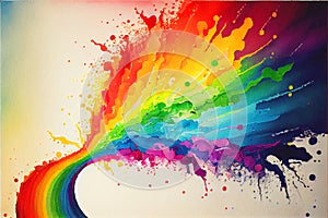 Colorful rainbow abstract spat splatter watercolor painting