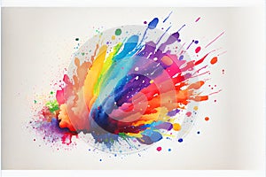 Colorful rainbow abstract spat splatter watercolor painting