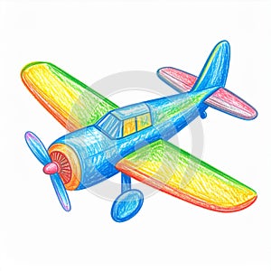 Colorful Rainbow Airplane Drawing