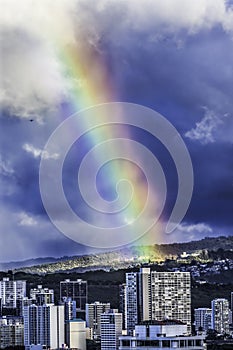 Colorful Rainbow Buildings Tantalus Waikiki Honolulu Oahu Hawaii