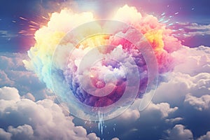 Colorful Rainbow cloud love. Generate Ai