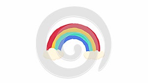 Colorful rainbow and clouds stickers animated with isolated backgrounds.4k video animation alpha channel